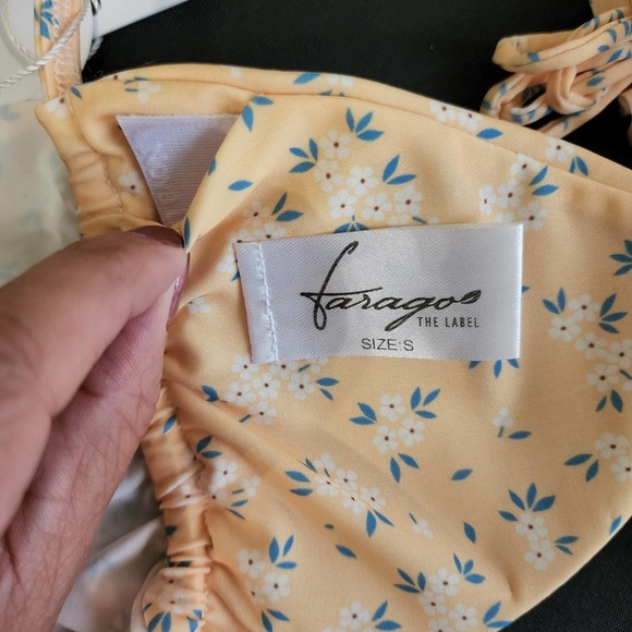 Farago The Label Lucia Triangle Bikini Top in Yellow Floral - NWT - Picture 8 of 12